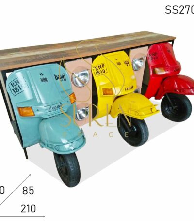 Three Scooter Automobile Design Long Counter Table