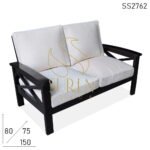 Solid Wood Fine Fabric Living Room Two Seater Sofa