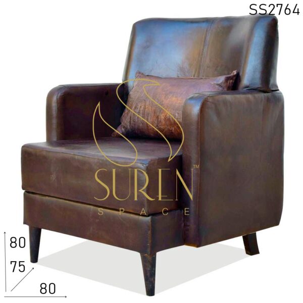 SS2764 Suren Space Loose Cushion Round Back Pure Leather Classic Design Sofa