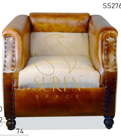 Duel Shade Canvas Leather Single Seater Sofa