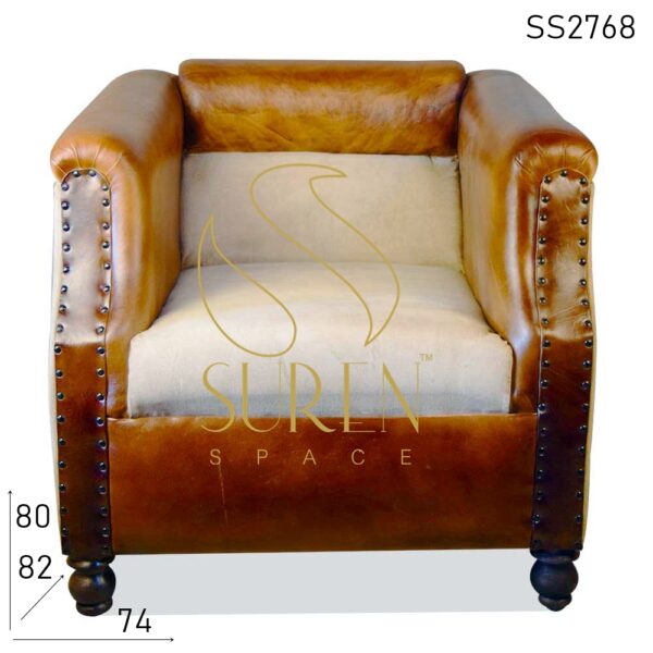 Duel Shade Canvas Leather Single Seater Sofa