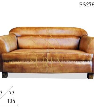 Pure Full Leather Two Seater Indian Sofa Design