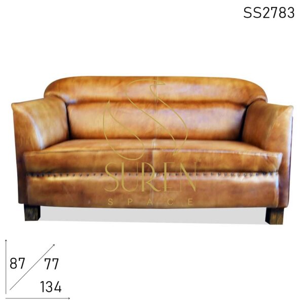 Pure Full Leather Two Seater Indian Sofa Design