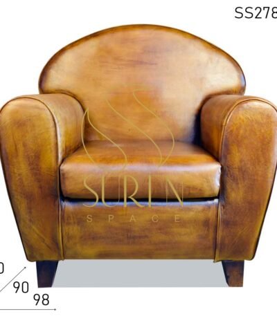 Round Back Round Arm Pure Leather Vintage Single Seater