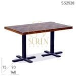 Simple Yet Stylish Solid Wood Metal Base Folding Restaurant Dining Table