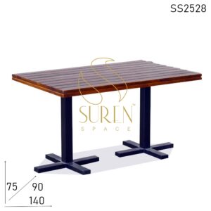 Simple Yet Stylish Solid Wood Metal Base Folding Restaurant Dining Table