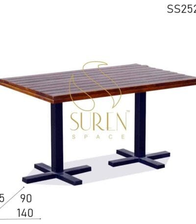 Simple Yet Stylish Solid Wood Metal Base Folding Restaurant Dining Table
