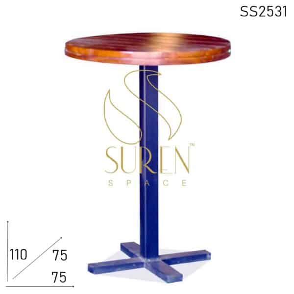 Single Leg Solid Wood Modern Industrial Bar Table Furniture