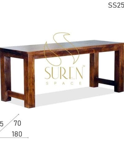 Solid Acacia Wood Straight Line Fine Dine Restaurant Table