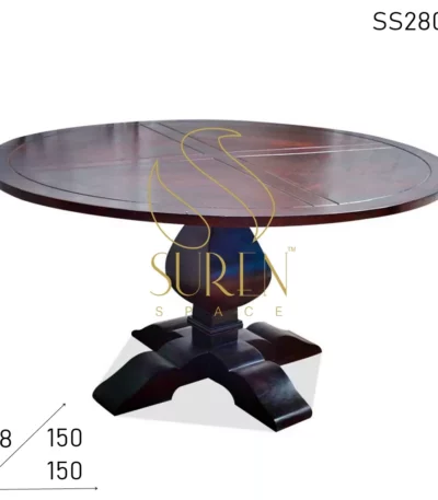 Solid Indian Wood Folding Large Shape Pedestal Table