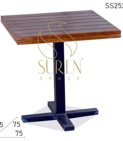 Solid Wood Metal Base Modern Industrial Cafe Bistro Table