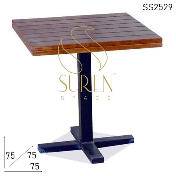 Solid Wood Metal Base Modern Industrial Cafe Bistro Table