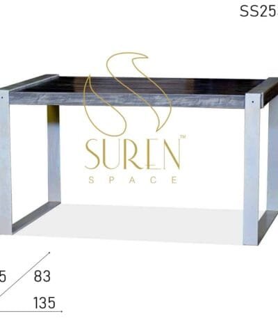 White Base Distress Finish Solid Top Restaurant Table