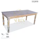 White Distress Curved Leg Solid Wood Folding Dining Table