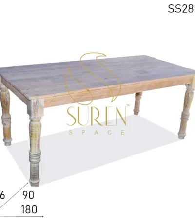 White Distress Curved Leg Solid Wood Folding Dining Table