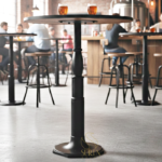 Cast Iron Metal Heavy Base Solid Wood Round Bar Pub Folding Table