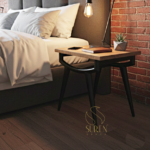 Metal Base Rough Solid Wood Industrial Bedside