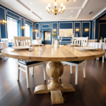 Natural Finish Mango Wood Luxury Pedestal Folding Table