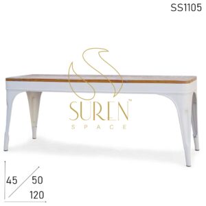 SS1105 SUREN SPACE White Metal Reclaimed Wood Two Seater Bench