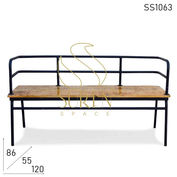 SS1140 SUREN SPACE Pipe Design Mango Wood Long Three Seater Bench