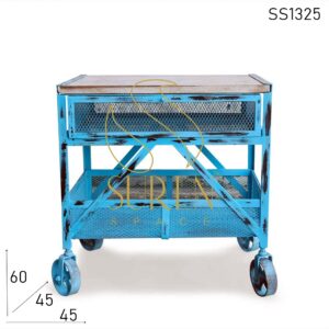 SS1325 Suren Space Sky Blue Distress Shabby Chic Металлическая сетка прикроватный стол