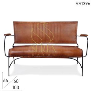 SS1396 SUREN SPACE Leather Two Seater Bent Metal Vintage Style Two Seater