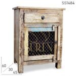 Traditional Metal Jali Word Indian Style Reclaimed Bedside