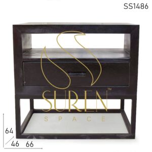 SS1486 Suren Space Straight Line Solid Wood Single Drawer Bedroom Chevet