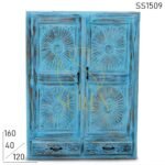Small Height Hand Carved Distress Finish Room Almirah