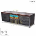 Industrial Finish Metal Multi Wood Entertainment Unit