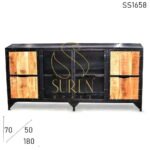 Industrial Mesh Design Mango Wood Entertainment Unit Design