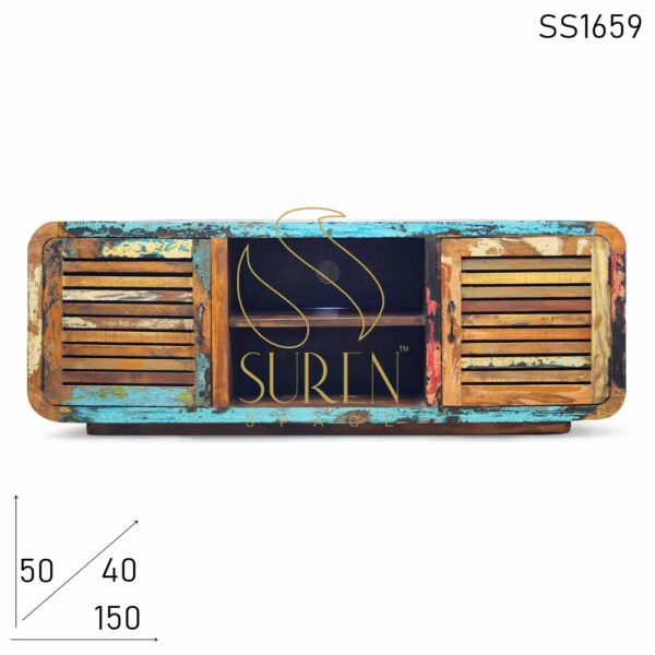 SS1659 Suren Space Unique Shutter Design Reclaimed Wood Entertainment Unit Design