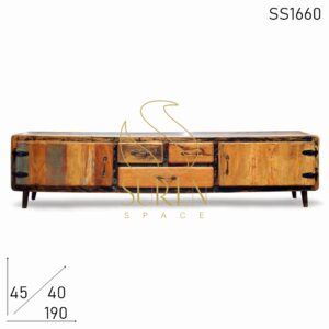 Old Indian Wood Natural Finish Handcrafted Entertainment Unit