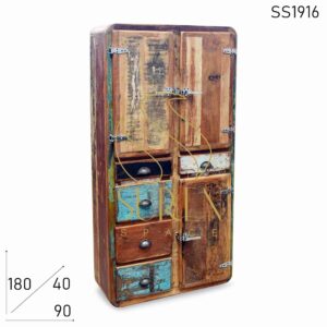 SS1916 Suren Space Indian Reclaimed Wood Fridge Pattern Wardrobe Furniture