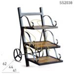 Bent Metal Solid Wood Wheel Base Resort Camp Bedside