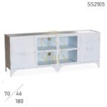 SS2105 Suren Space White Wash Glass Metal Solid Entertainment Unit
