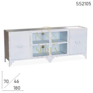 SS2105 Suren Space White Wash Glass Metal Solid Entertainment Unit