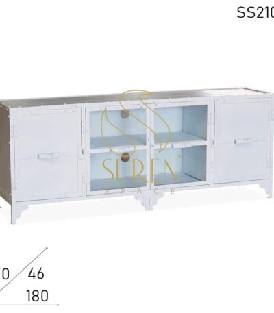 SS2105 Suren Space White Wash Glass Metal Solid Entertainment Unit