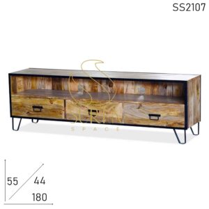 Natural Wood Industrial Theme Hospitality Bedroom TV Cabinet