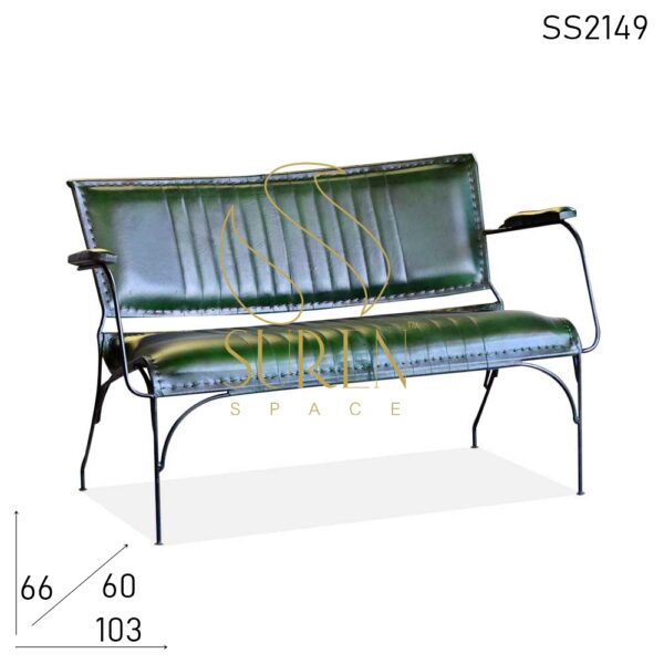 SS2149 SUREN SPACE Army Green Leather Furniture Design Bench