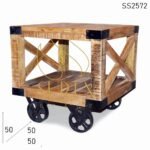 Casting Wheel Rough Look Farmhouse Inspire Side Table