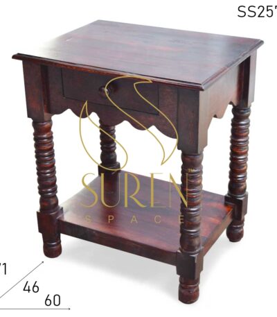 Hand Carved Solid Wood Mahogany Shade Side Table