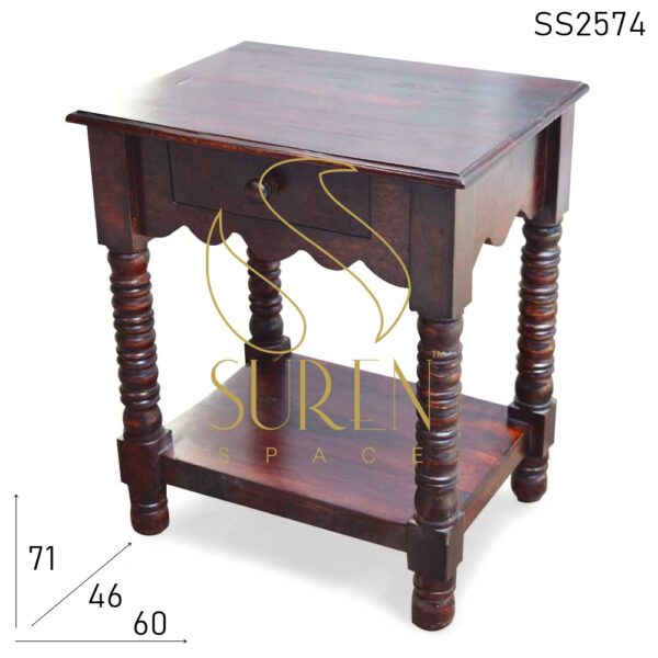 SS2574 Suren Space Hand Carved Solid Wood Mahogany Shade Side Table