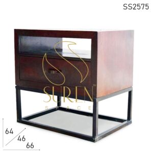 SS2575 Suren Space Metallo Legno Mono cassetto Tavolo laterale in stile contemporaneo