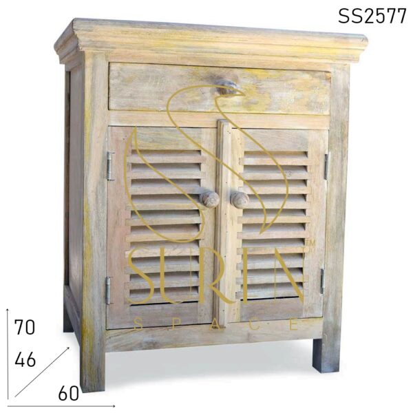 SS2577 Suren Space Whitewash Solid Wood Modern Bedroom Side Table