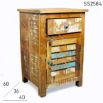 Unique Colored Window Doors Old Wood Bedside Furniture