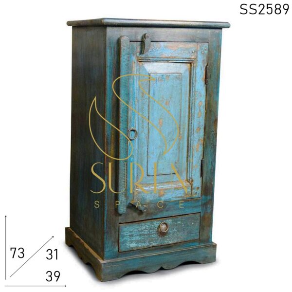 SS2589 Suren Space One of Kind Old Wood Dark Blue Night Stand