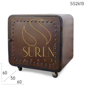 SS2610 Suren Raum rustikale Finish Kühlschrank Muster Box Form Nachttisch