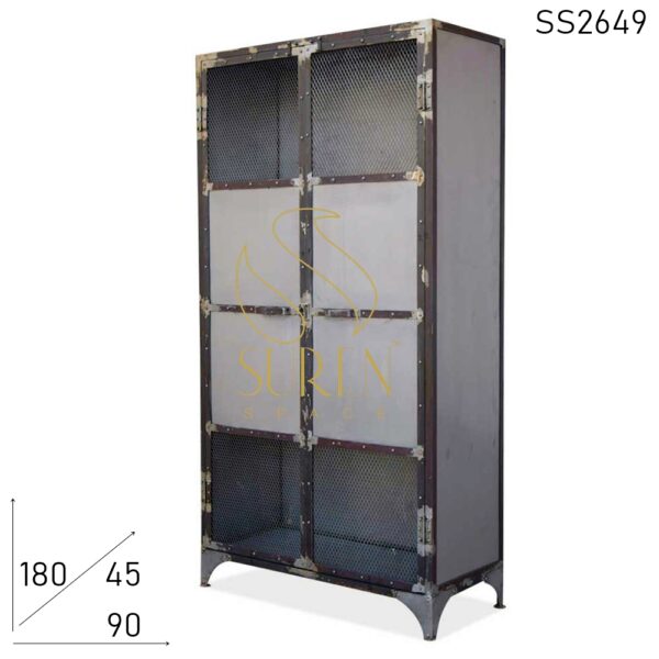 Industrial Finish Iron Mesh Work Commercial Almirah Cabinet