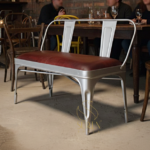 Metal Design Upholstered Two Seater Bench Sitting